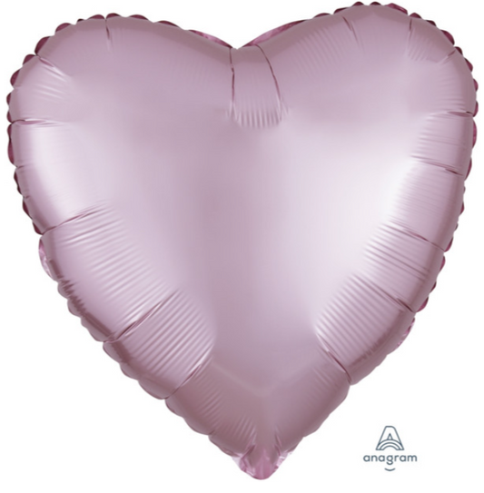 17" Heart Satin Luxe Pastel Pink