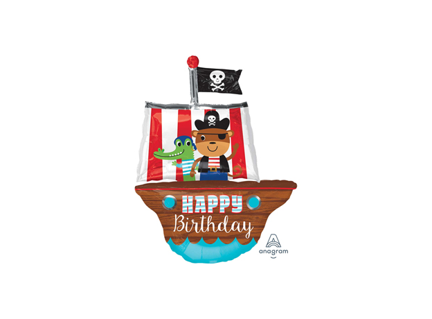 27" Happy Birthday Pirate Ship Balloon