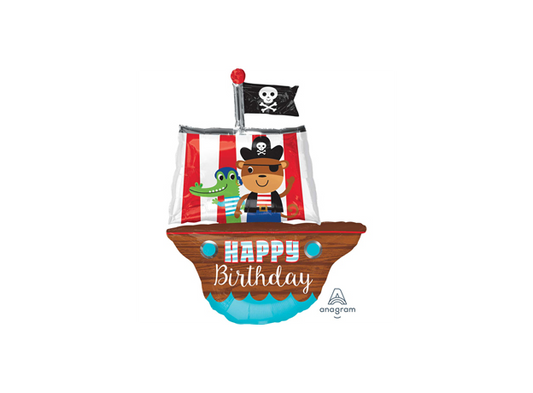 27" Happy Birthday Pirate Ship Balloon