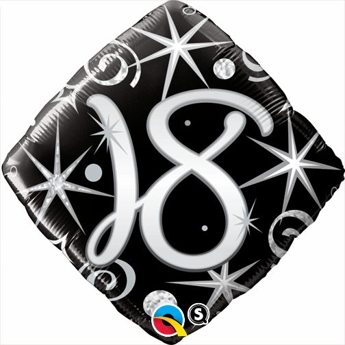 18" Black 18 Birthday Balloon