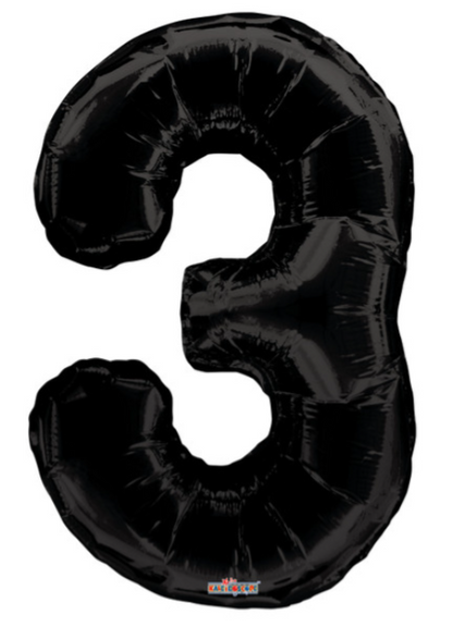 34" Black Number Balloons