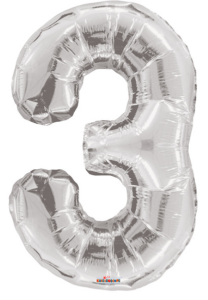 34" Silver Number Balloons