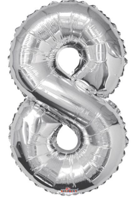 34" Silver Number Balloons