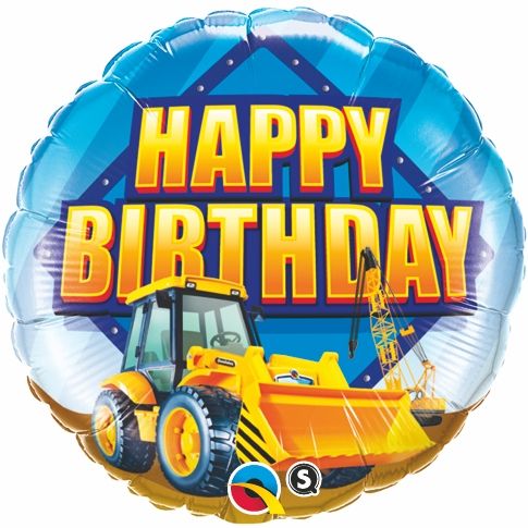 18" Happy Birthday Construction Zone Balloon