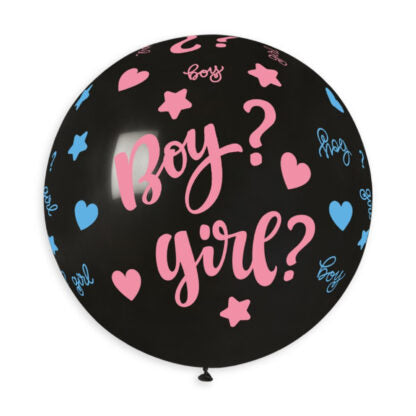 30" Onyx Black Gender Reveal Balloon